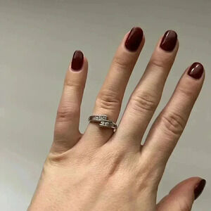 925  silver stamped CZ ring - 6
